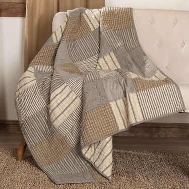 Sawyer Mill Charcoal Block Quilted Throw 60x50 VHC Brands - The Fox Decor
